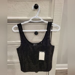 7 For All Mankind Black Sequin Tank Top